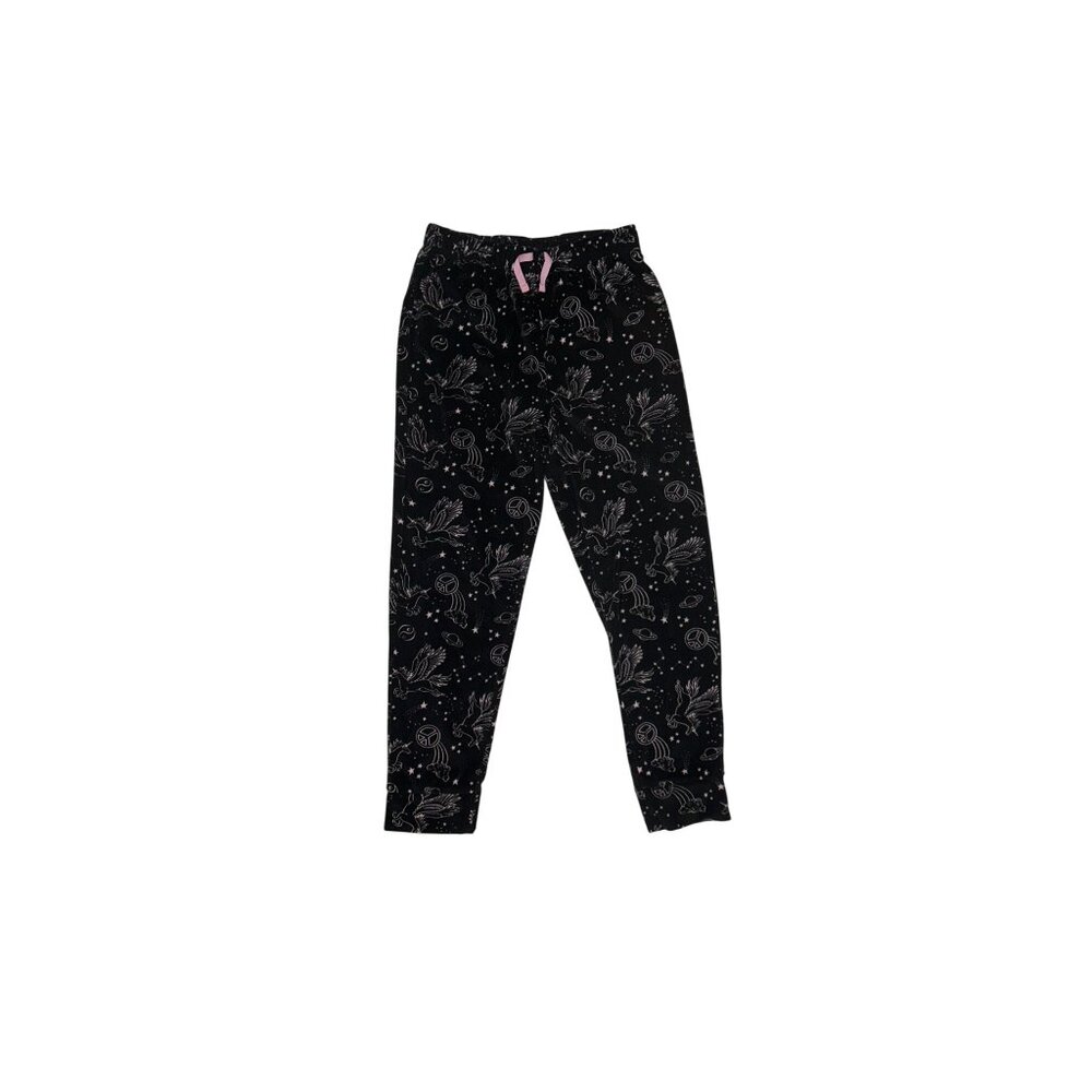 Girls Black Fleece Pajama Pants Unicorn Print Size L (10-12) Wonder Nation 1691